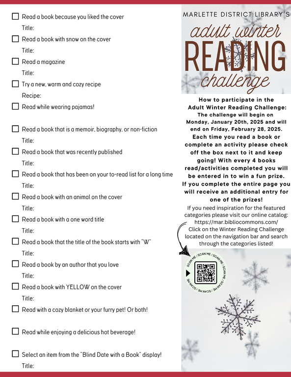 Adult Winter Reading Challenge 2025
