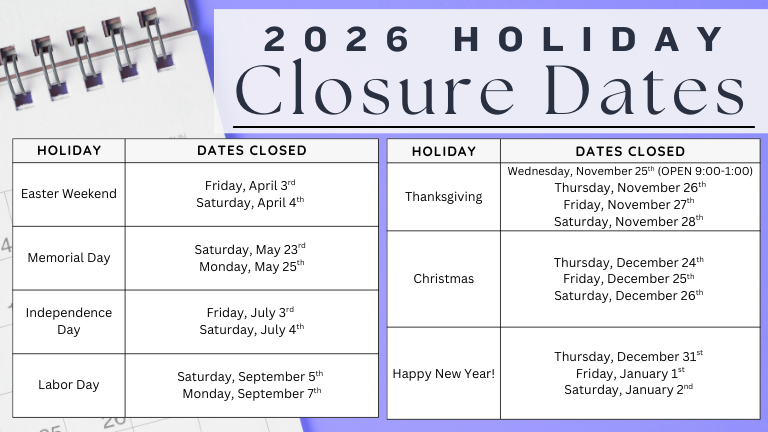 2026 Holiday Closure Dates